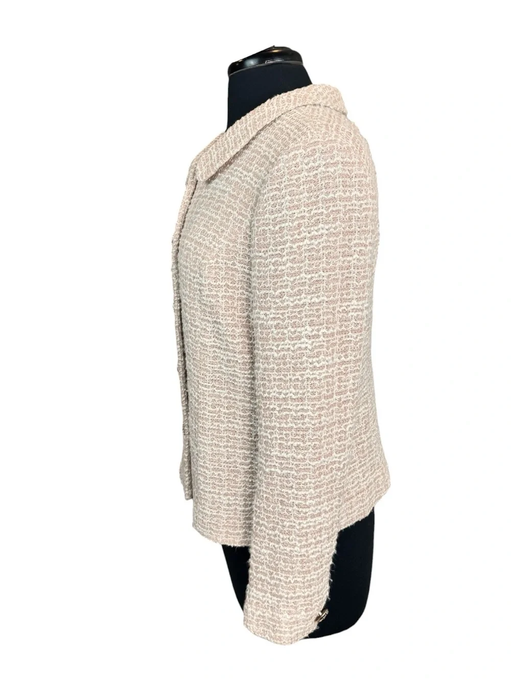 Adrianna Papell Dusty Rose Ivory Textured Tweed Blazer Women’s Size Medium